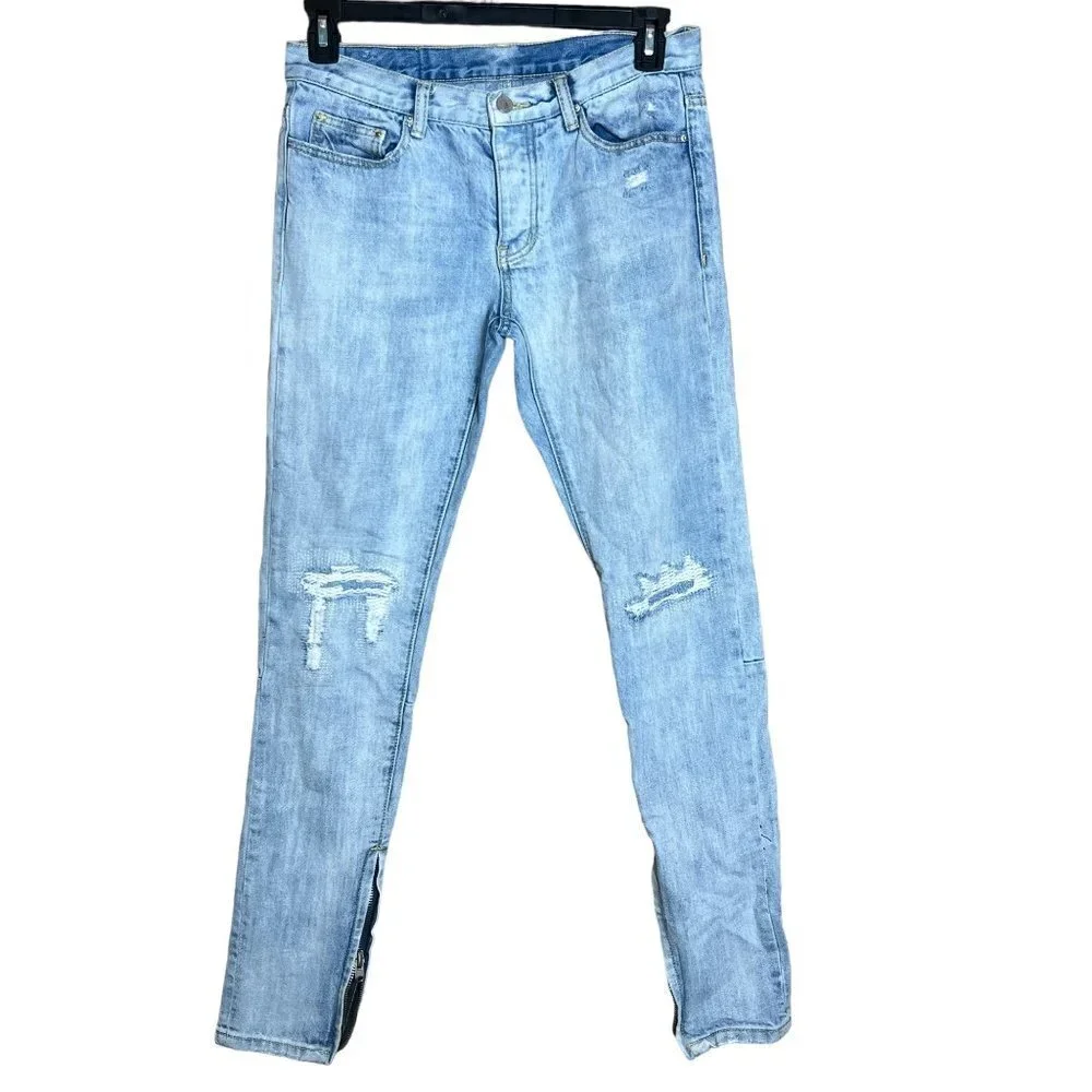 Mnml Men's Denim Zipper Skinny Jeans